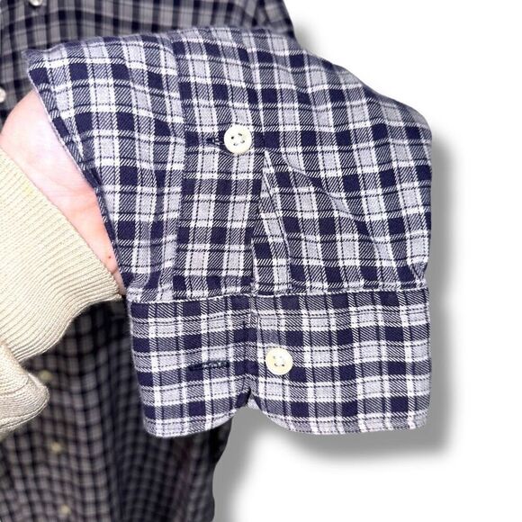 Navy Polo Ralph Lauren Mcteel Flannel Button Down Shirt Size L - Picture 5 of 7